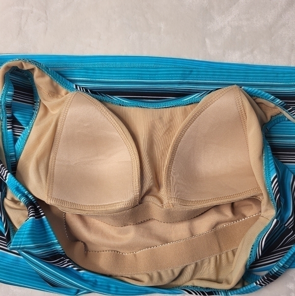 LL Bean Swim Top. Ladies Size 4. Blue & Black Stripes. New - Picture 3 of 6